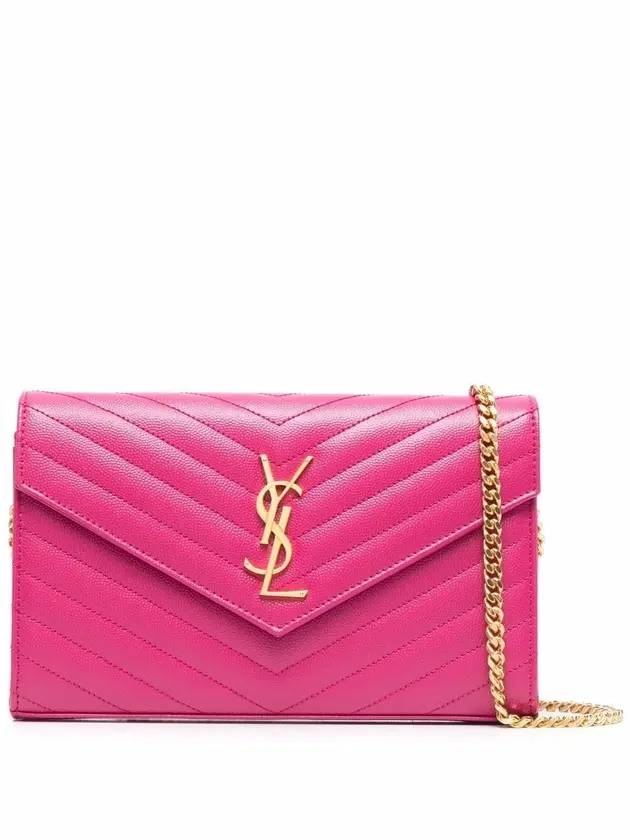 Monogram Matelasse Chain Shoulder Bag Fuchsia Pink - SAINT LAURENT - BALAAN 1