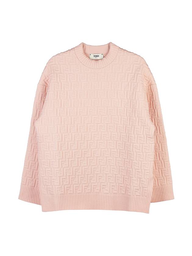 FF Logo Embossed Pullover Knit Top Pink - FENDI - BALAAN 10