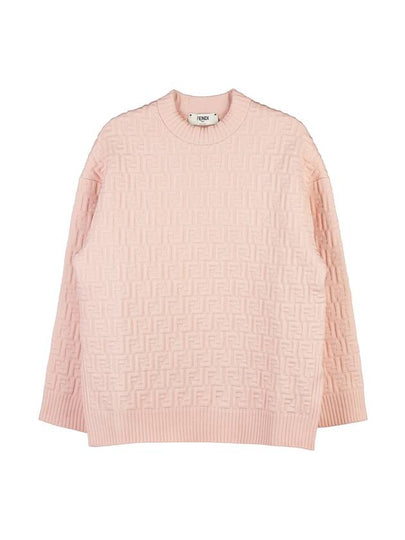 FF Logo Embossed Pullover Knit Top Pink - FENDI - BALAAN 2