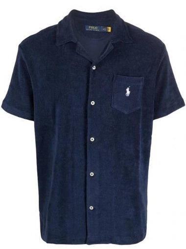 Terry Camp Short Sleeve Shirt Navy - POLO RALPH LAUREN - BALAAN 1