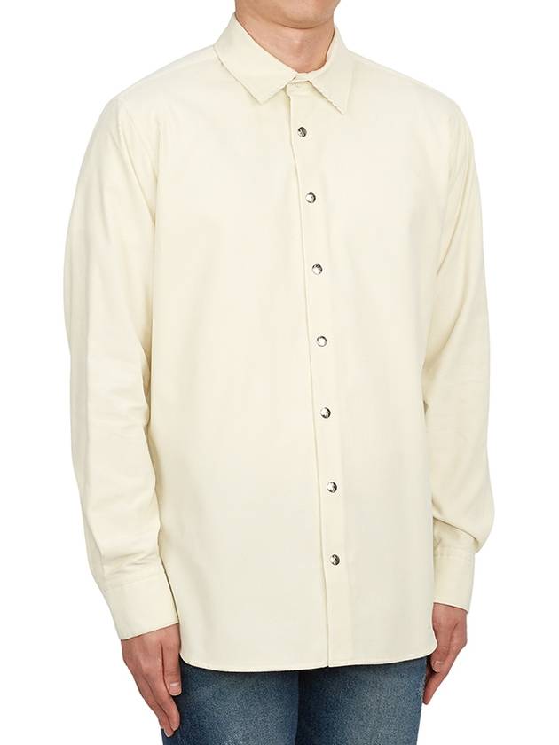 Men's Corduroy Slim Cut Long Sleeve Shirt White - MONCLER - BALAAN 5