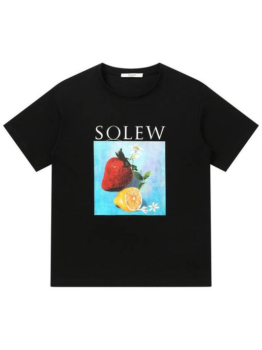 Men's Fruit Graphic Short Sleeve T-Shirt Black SW23ETS01BK - SOLEW - BALAAN 1