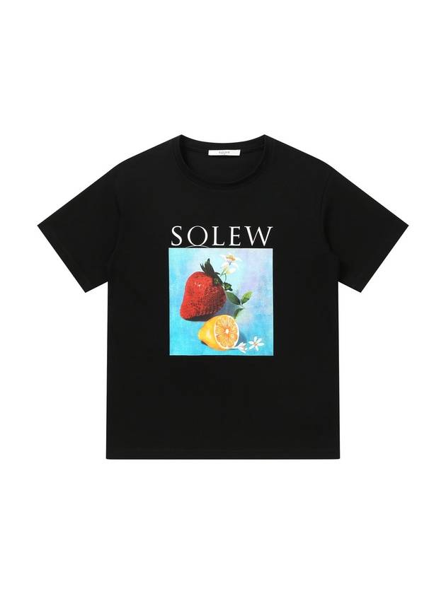 Fruit Graphic Short Sleeve T-Shirt Black - SOLEW - BALAAN 1