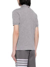 RWB Button Ribbed Polo Wool Knit Top Grey - THOM BROWNE - BALAAN 4