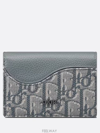 Saddle Business Card Holder Deep Gray Grained Calfskin Marquetry Oblique Jacquard 2ADCH166YKS H12E - DIOR - BALAAN 2