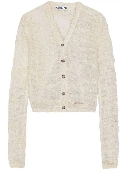 Alpaca Mohair Boucle Cardigan Ivory - GANNI - BALAAN 2