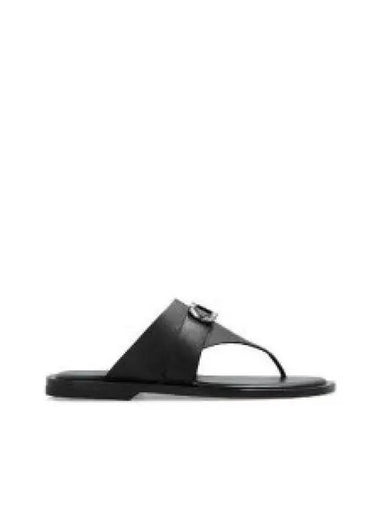 Gancini Leather Flip Flops Black - SALVATORE FERRAGAMO - BALAAN 1