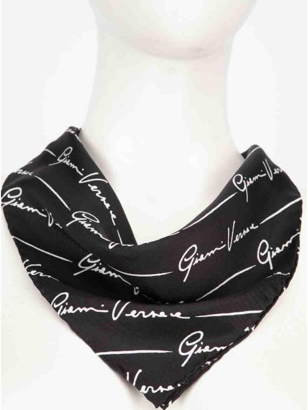 Versace Black Silk Signature Pattern Collana Bandana Scarf - VERSACE - BALAAN 7