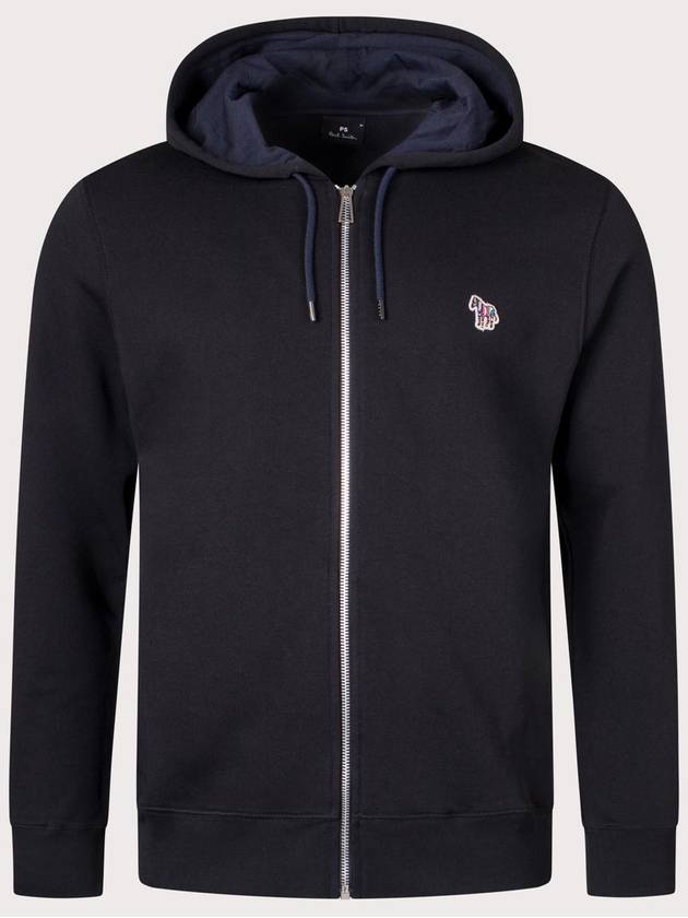 Zebra Logo Cotton Zip Up Hoodie Black - PAUL SMITH - BALAAN 2