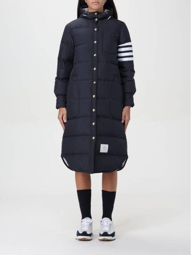 Downfilled Ripstop Classic 4 Striped Hoodie Down Long Padding Navy - THOM BROWNE - BALAAN 2