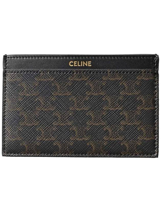 Card Holder in Triomphe Canvas and Calfskin Black - CELINE - BALAAN 2