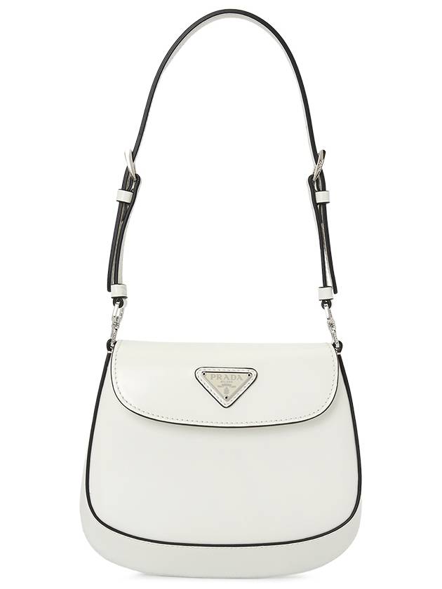 Cleo Brushed Leather Mini Shoulder Bag White - PRADA - BALAAN 3