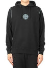 Men's Embroidered Stitch Cotton Hoodie Black - STONE ISLAND - BALAAN 2