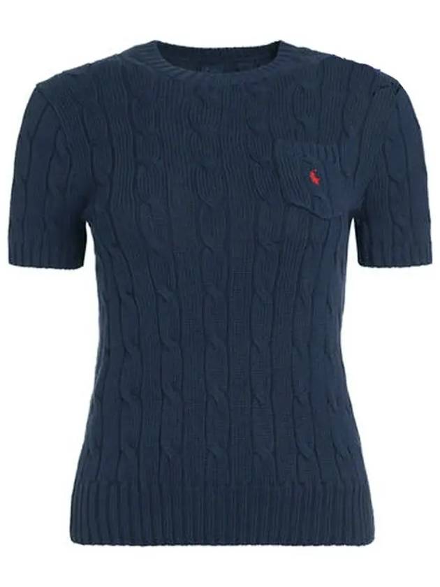 Embroidered Pony Pocket Knit Top Navy - POLO RALPH LAUREN - BALAAN 2