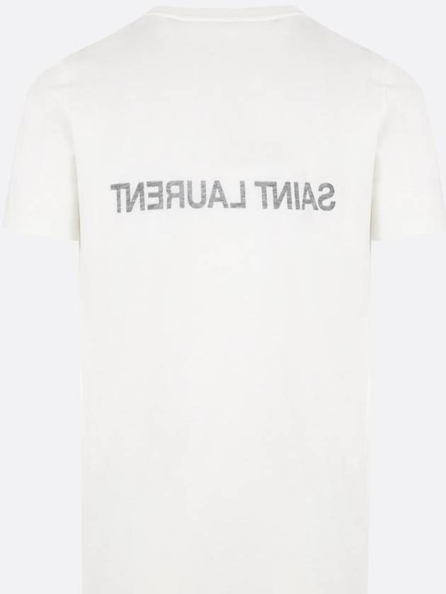 Reverse Logo Print Cotton Short Sleeve T-Shirt White - SAINT LAURENT - BALAAN 3