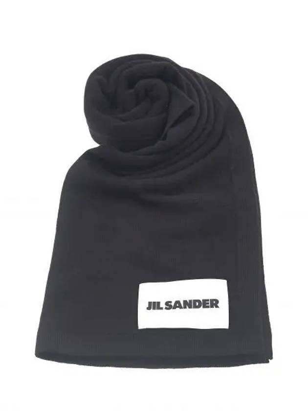 Logo Patch Cashmere Muffler Black - JIL SANDER - BALAAN 2