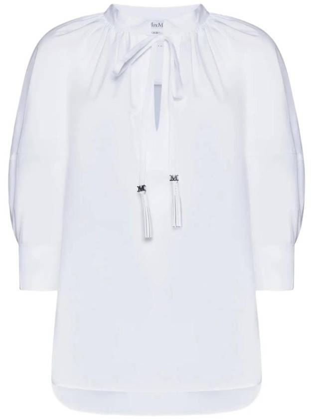 Women's Carpy Balloon Sleeve Cotton Blouse Optical White - MAX MARA - BALAAN 1