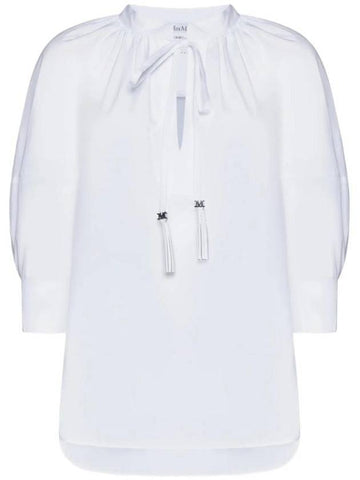 Women's Carpy Balloon Sleeve Cotton Blouse Optical White - MAX MARA - BALAAN 1