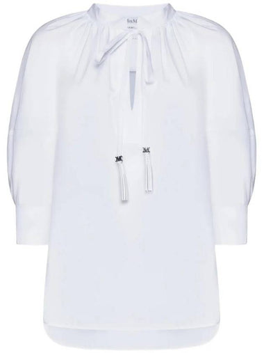 Women's Carpy Balloon Sleeve Cotton Blouse Optical White - MAX MARA - BALAAN 1