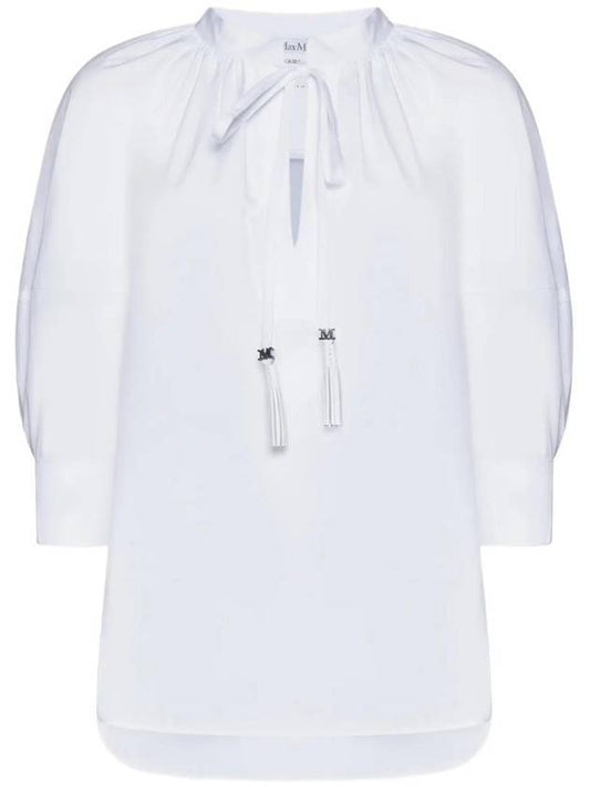 Women's Carpy Balloon Sleeve Cotton Blouse Optical White - MAX MARA - BALAAN 1