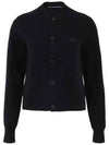 Face Patch Crop Cardigan Black - ACNE STUDIOS - BALAAN 2