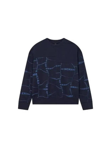 Men s seam detail logo pattern sweatshirt navy 271986 - ARMANI EXCHANGE - BALAAN 1