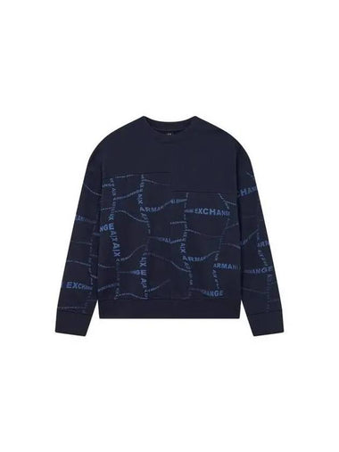 Men s Seam Detail Logo Pattern Sweatshirt Navy 271986 - ARMANI EXCHANGE - BALAAN 1