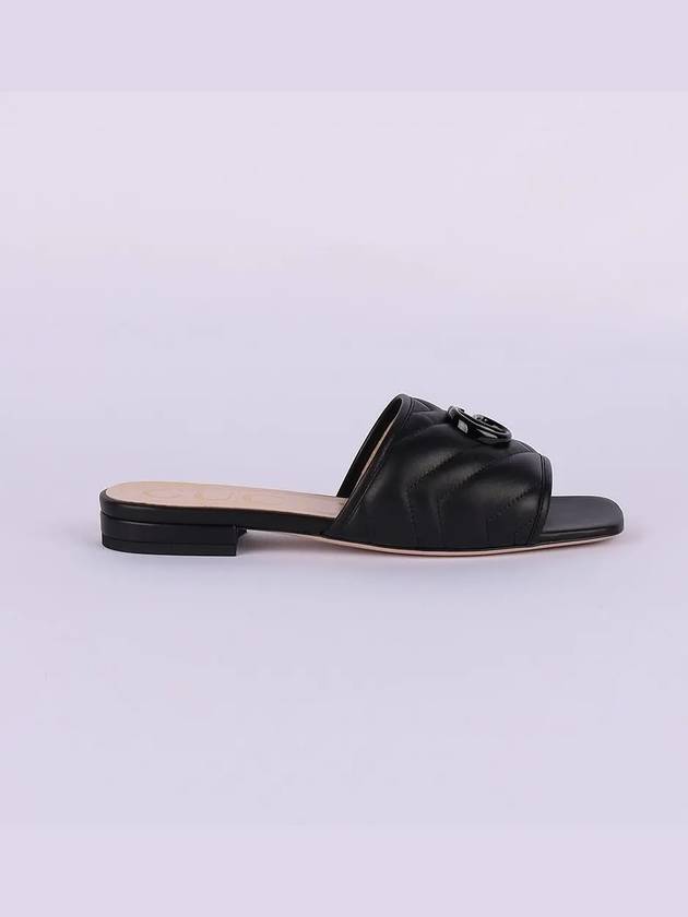 Double G Leather Slide Slippers Black - GUCCI - BALAAN 3