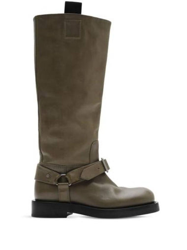 Saddle Leather Long Boots Green - BURBERRY - BALAAN 1