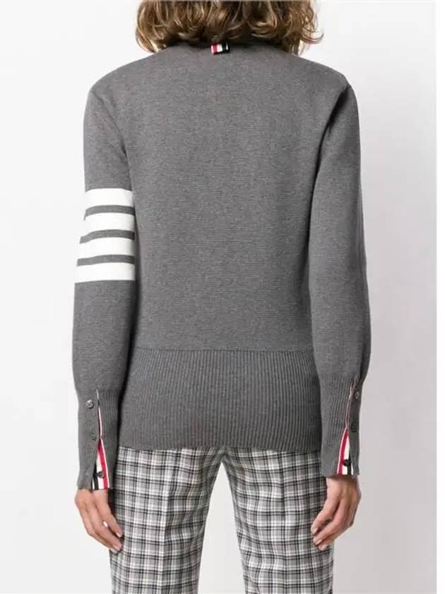 Cotton 4-Bar Milano Classic V-Neck Cardigan Medium Grey - THOM BROWNE - BALAAN 5