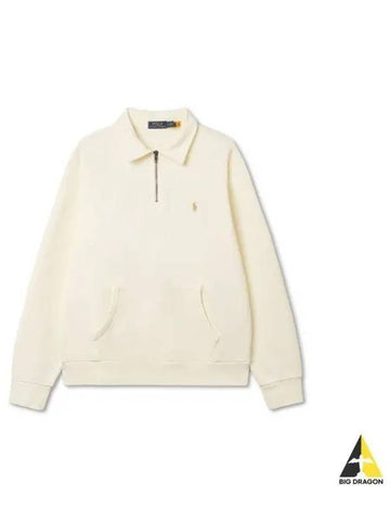 Loopback Fleece Quarter Zipper Sweatshirt Natural - POLO RALPH LAUREN - BALAAN 1