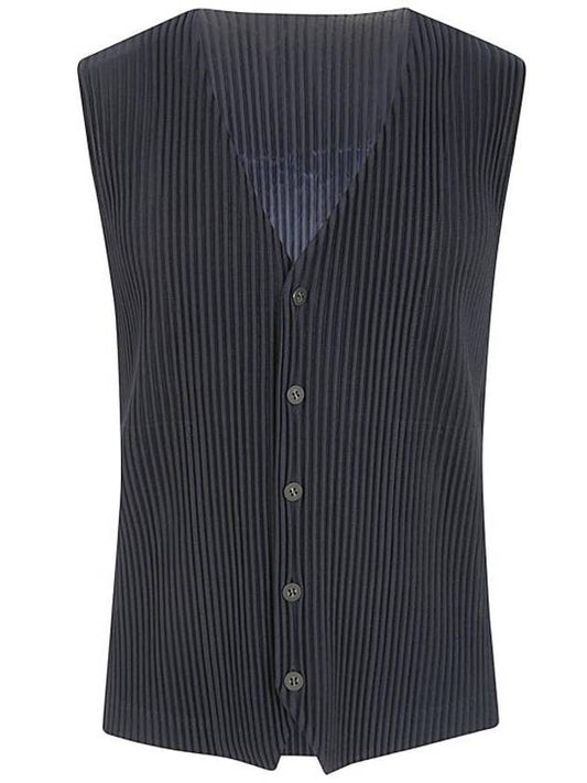 Tailored Pleated Vest Navy - ISSEY MIYAKE - BALAAN 1