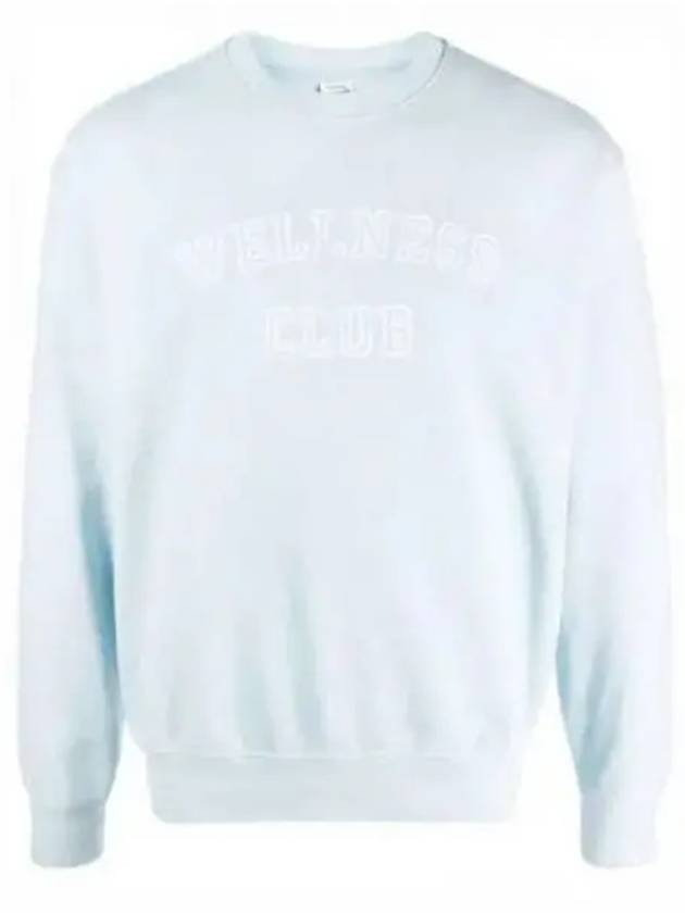 Wellness Club Flock Crew Neck Cotton Sweatshirt Baby Blue - SPORTY & RICH - BALAAN 2