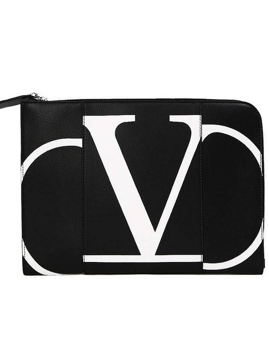 V Logo Clutch Bag Black - VALENTINO - BALAAN 2