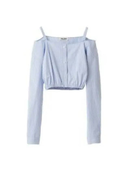 Women s Striped Chambray Shirt Blue MK173812W8F0076 - MIU MIU - BALAAN 2