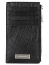 Metal Plate Zipper Card Wallet Black - SALVATORE FERRAGAMO - BALAAN 3