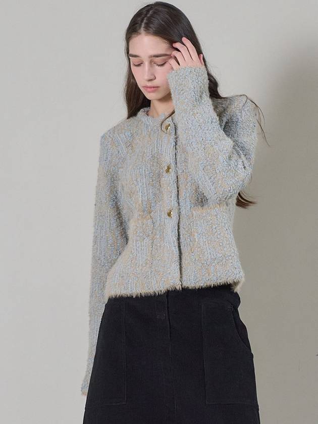 Tweed round cardigan light blue - MITTE - BALAAN 1