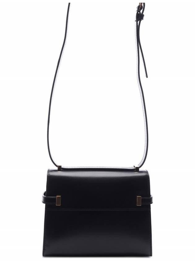 Manhattan Mini Embossed Gold-Tone Logo Leather Cross Bag Black - SAINT LAURENT - BALAAN 5