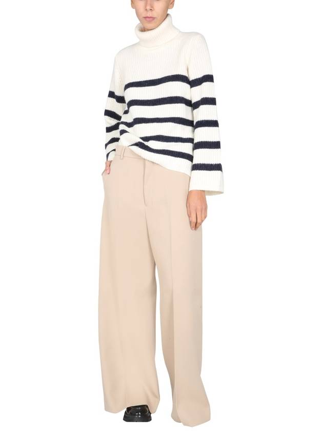 Women's Pleated Wide Pants Beige - AMI - BALAAN 3