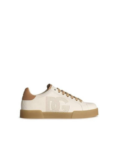 Portofino perforated DG logo low top sneakers white - DOLCE&GABBANA - BALAAN 1