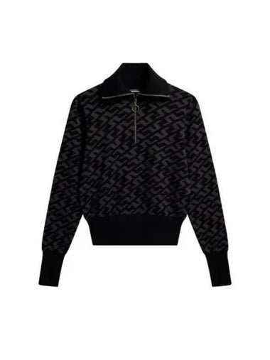 Women's Kerla Knit Zip-Up Knit Top Black - J.LINDEBERG - BALAAN 1