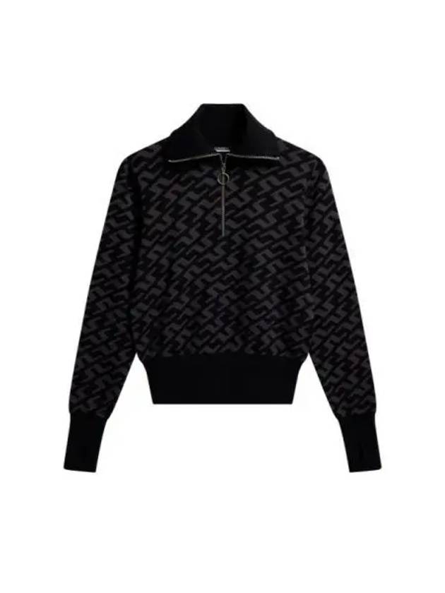 Women's Kerla Knit Zip-Up Knit Top Black - J.LINDEBERG - BALAAN 1