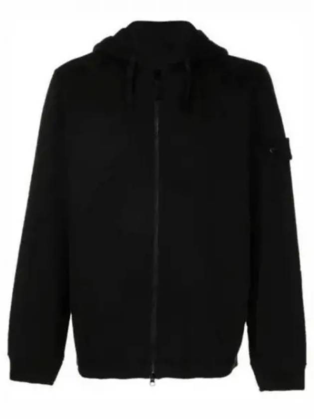 Ghost Piece Cotton Wool Fleece Zip Up Hoodie Black - STONE ISLAND - BALAAN 2