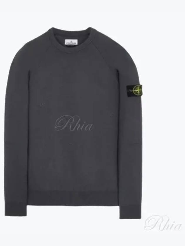 Men's Wappen Patch Crew Neck Knit Top Grey - STONE ISLAND - BALAAN 2