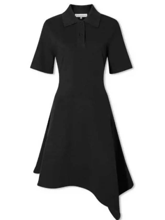 Cotton Asymmetric Polo Collar Short Dress Black - JW ANDERSON - BALAAN 2