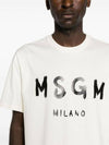 Brushed Logo Short Sleeve T-Shirt Cream - MSGM - BALAAN 3