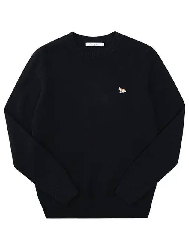 Baby Fox Patch Cozy Round Neck Knit Top Black - MAISON KITSUNE - BALAAN 3