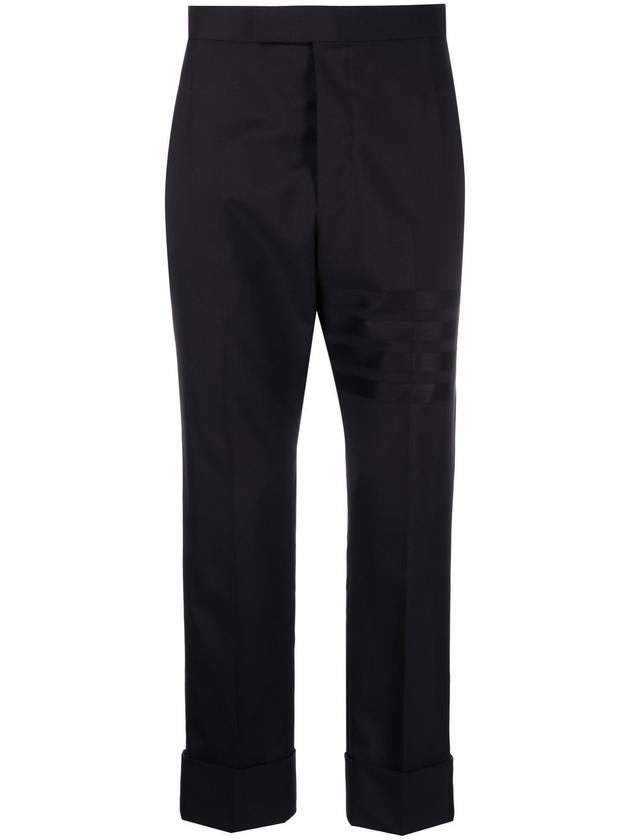 Diagonal Plain Weave Classic Wool Slacks Navy - THOM BROWNE - BALAAN 2