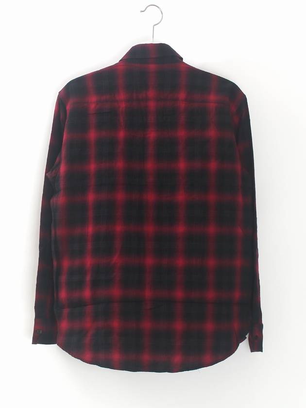 Button Up Check Long Sleeve Shirt Black Red - SAINT LAURENT - BALAAN 3