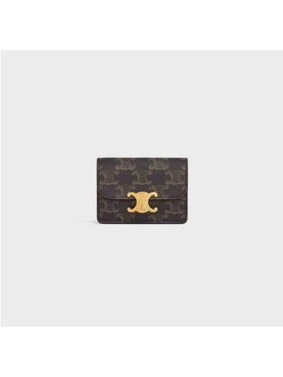 Triomphe Canvas Flap Card Holder Tan Brown - CELINE - BALAAN 2